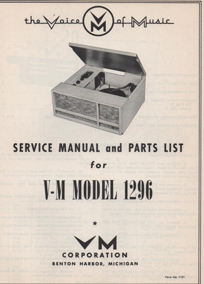 1296 Record Player Service Manual