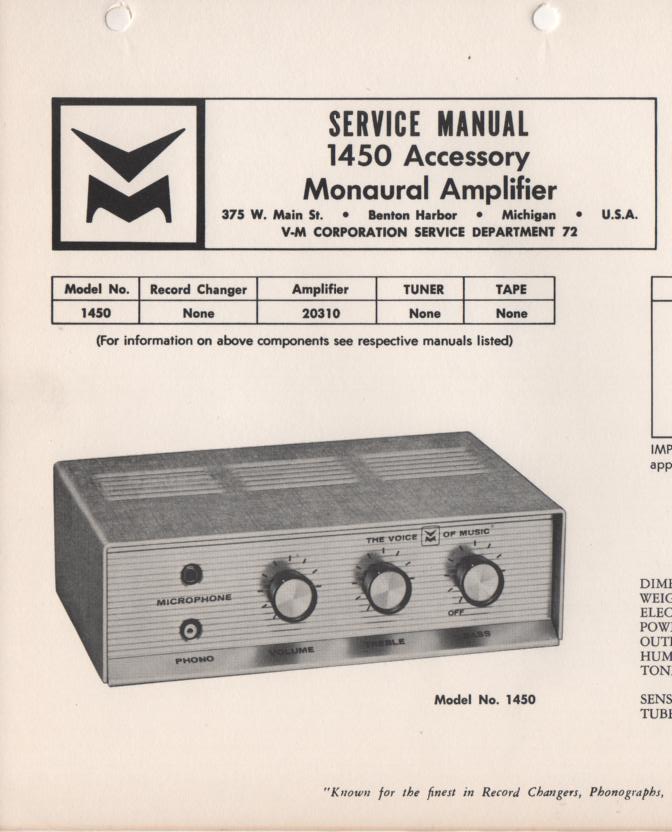 1450 Amplifier Service Manual.  Comes with 20310 manual..