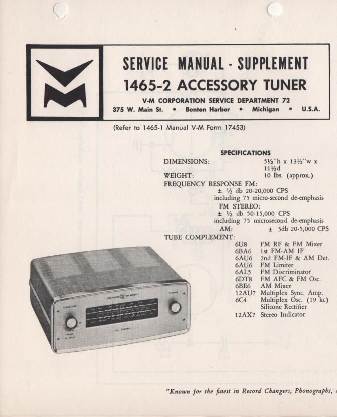 1465-2 Tuner Service Manual.  missing 2nd part of manual..