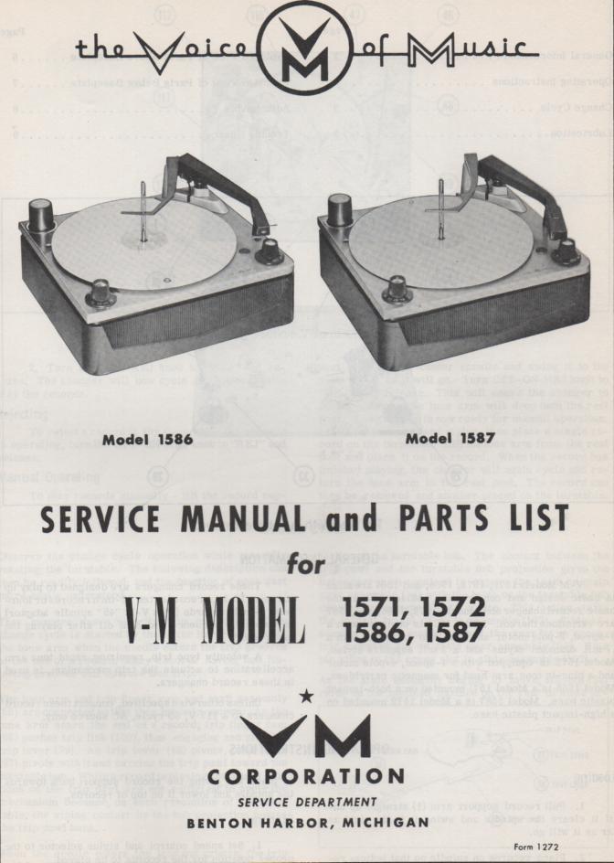 1571 1572 1586 1587 Record Changer Service Manual