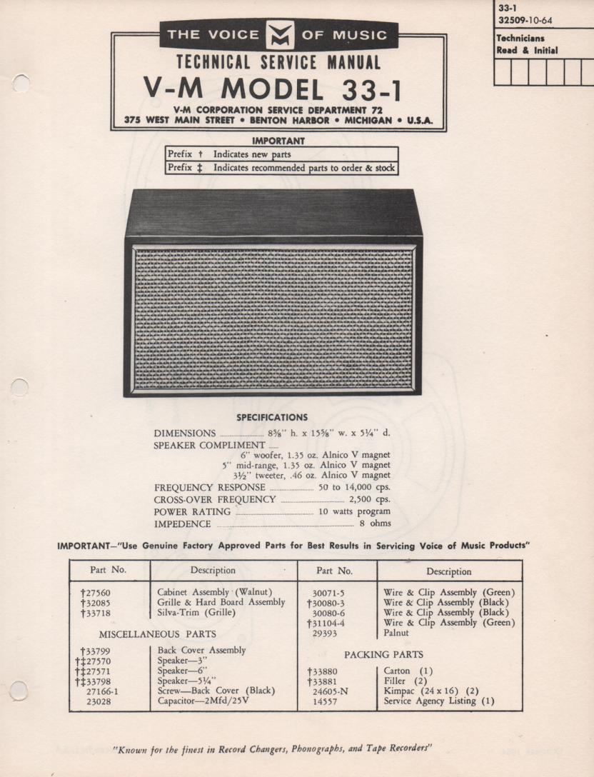 33-1 Speaker Service Manual