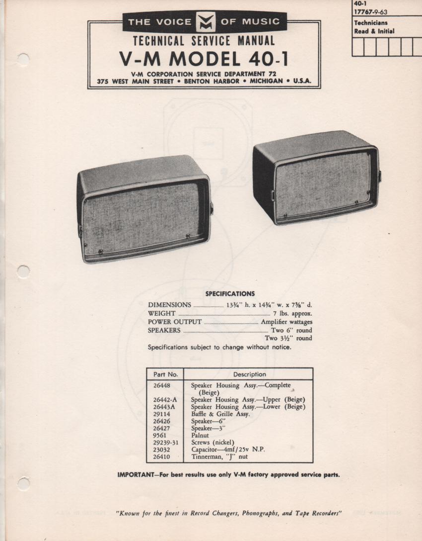40-1 Speaker Service Manual