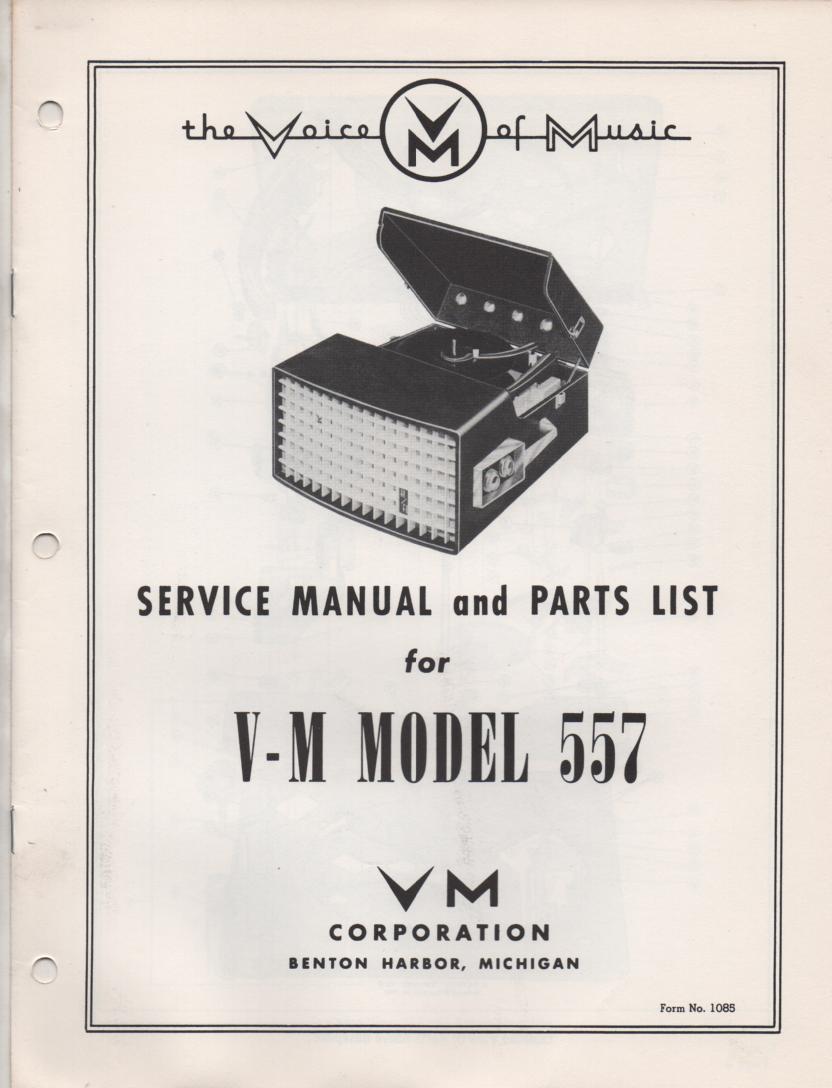 557 Portable Phonograph Service Manual