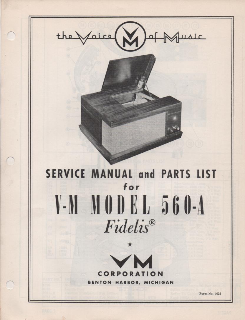 560-A Portable Phonograph Service Manual