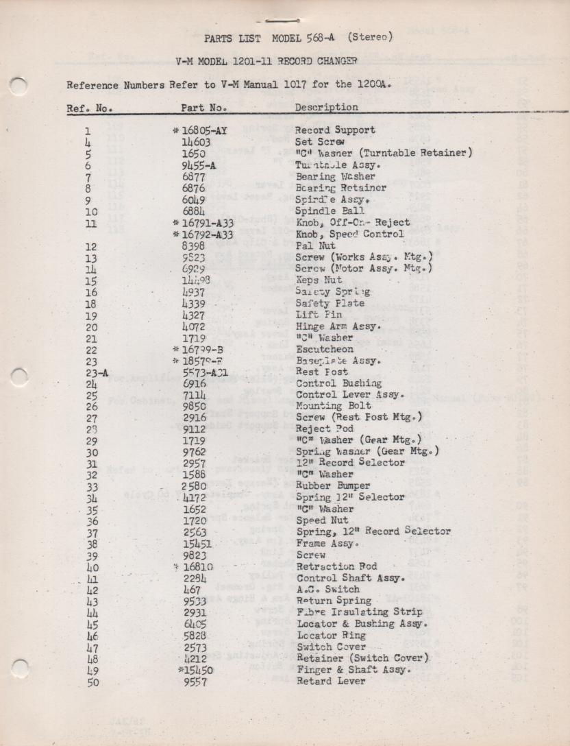 568-A Console Phonograph Service Manual