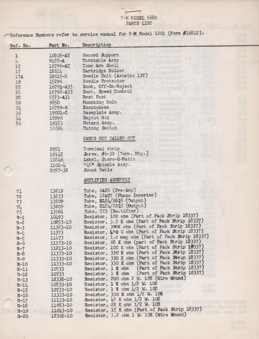 568-B Console Phonograph Service Manual