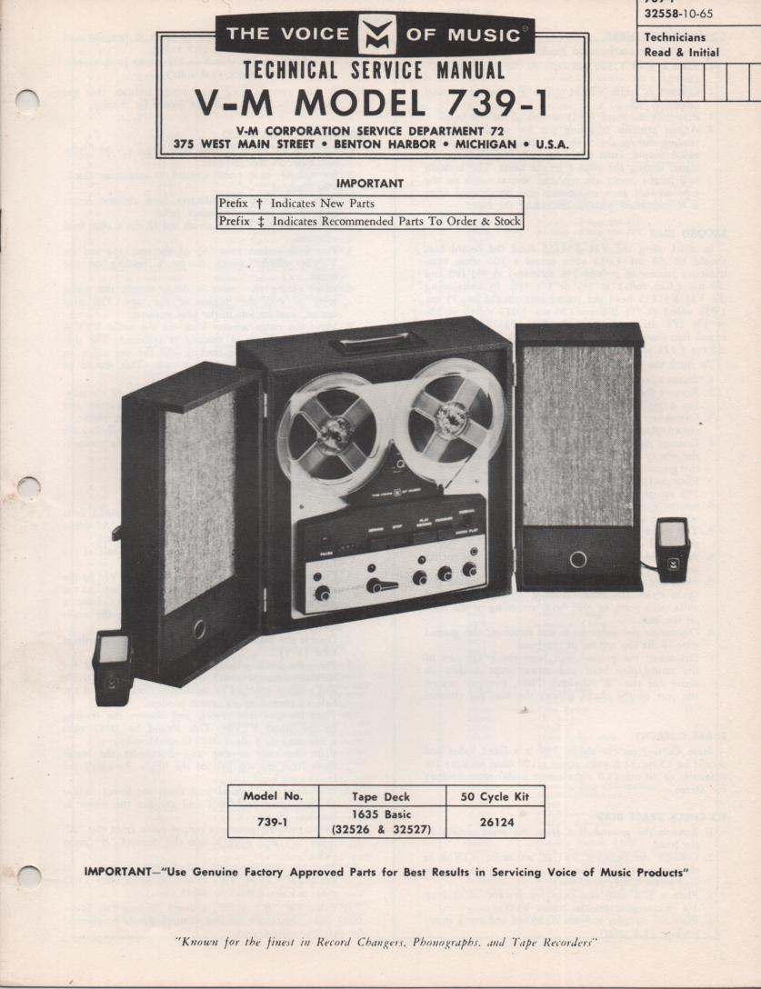 739-1 Reel to Reel Service Manual.  comes with 1635 basic transport manual.