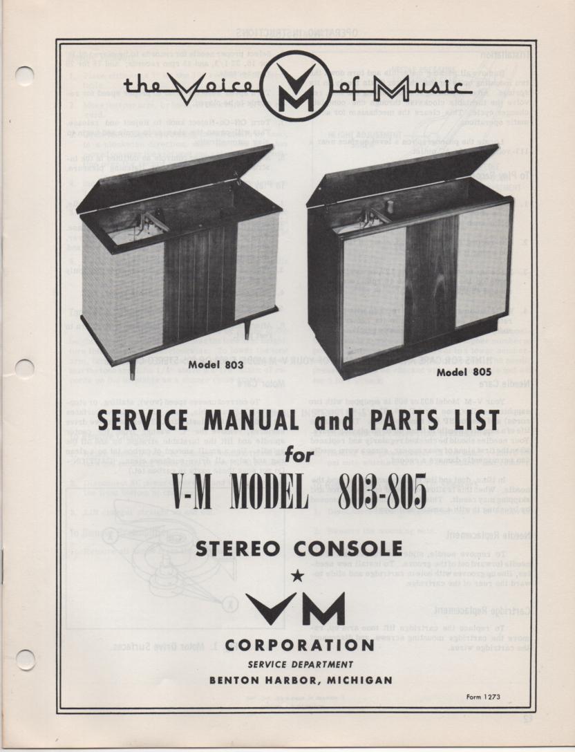 803 805 Console Service Manual