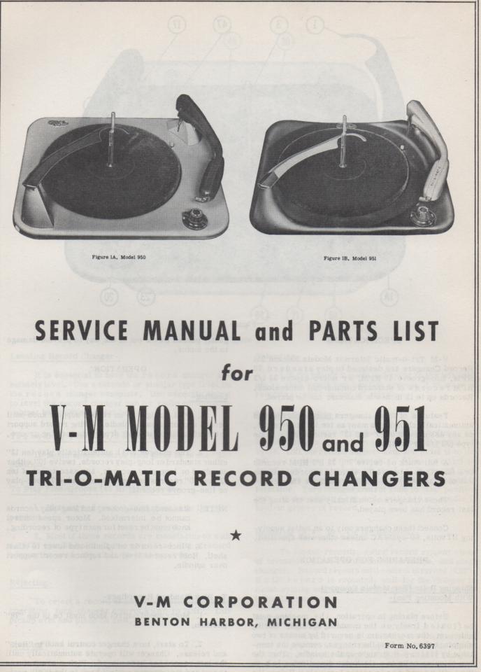 950 951 Record Changer Service Manual