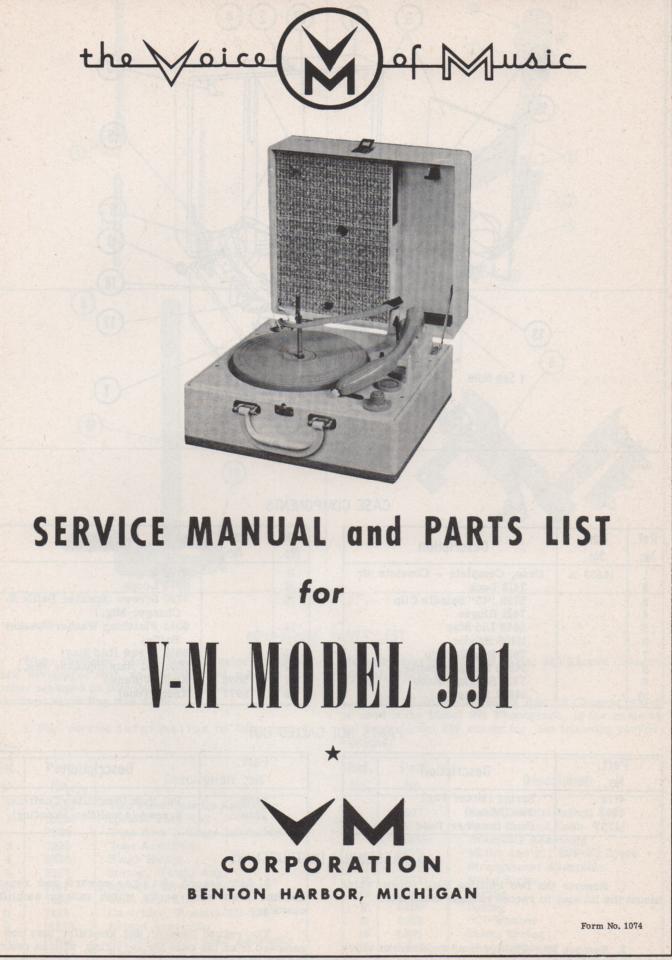 991 Record Player Service Manual