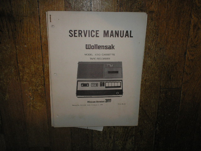 4310 Cassette Tape Recorder Service Manual