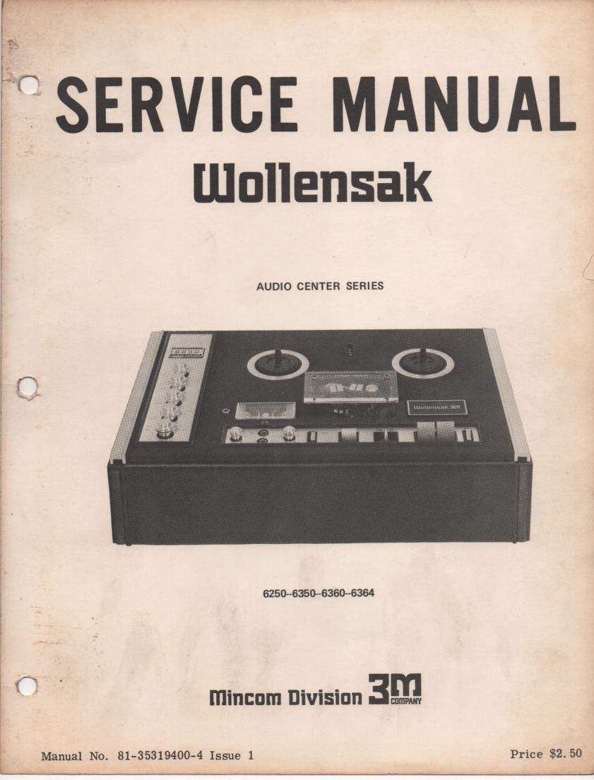 6250 6350 6360 Reel to Reel Tape Recorder Service Manual