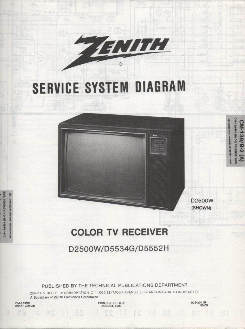 D2500W TV Service Diagram CM-139 B-2 A B Chassis Television Service Information With Schematics