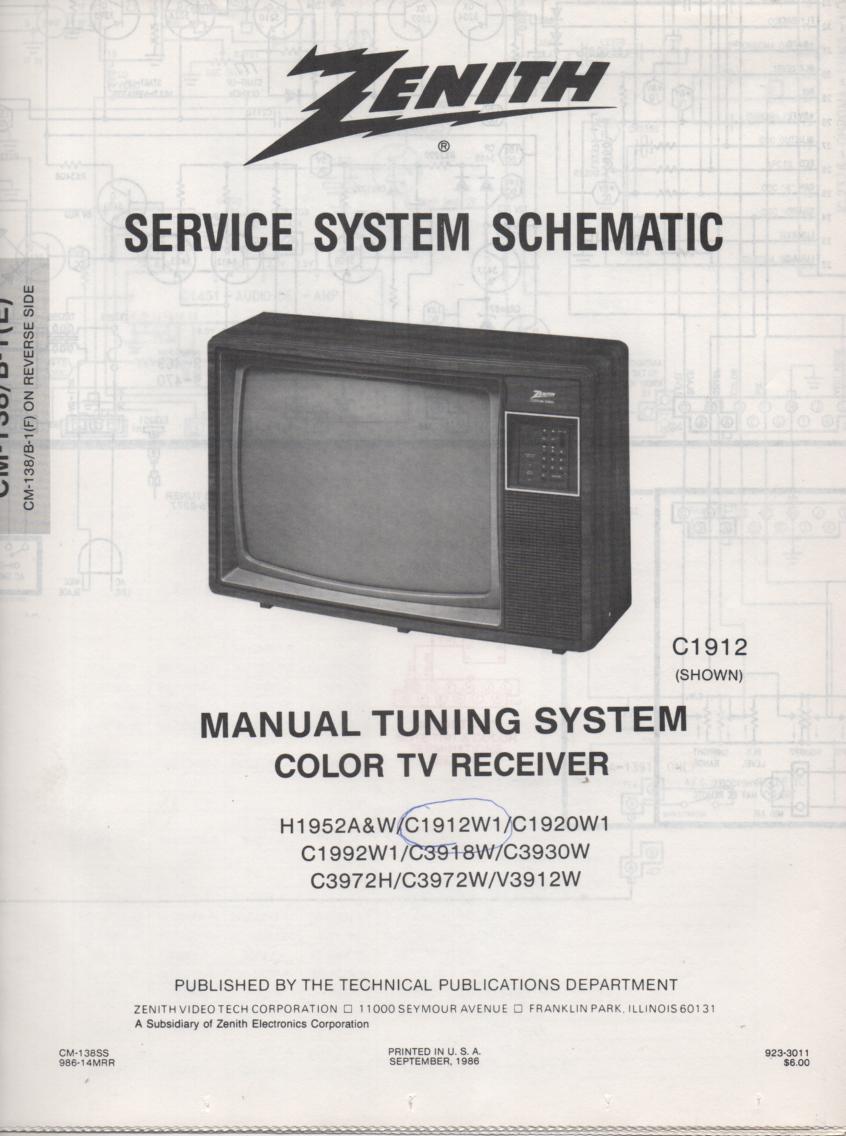 H1952A TV Schematic ..   C1912W1 Manual