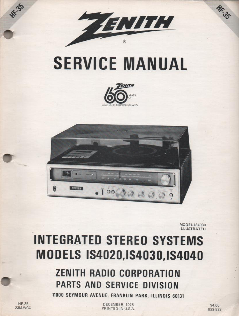 IS4020 IS4030 IS4040 Stereo System Service Manual HF35