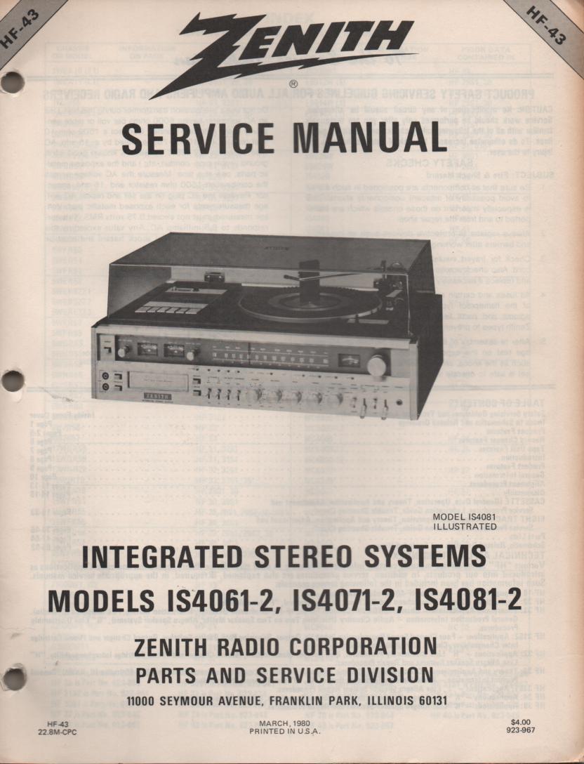 IS4061-2 IS4071-2 IS4081-2 Stereo System Service Manual HF43