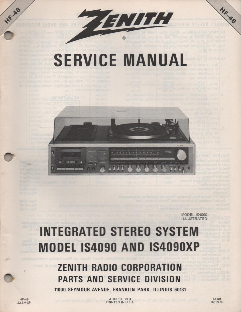 IS4090 IS4090XP Stereo System Service Manual HF48