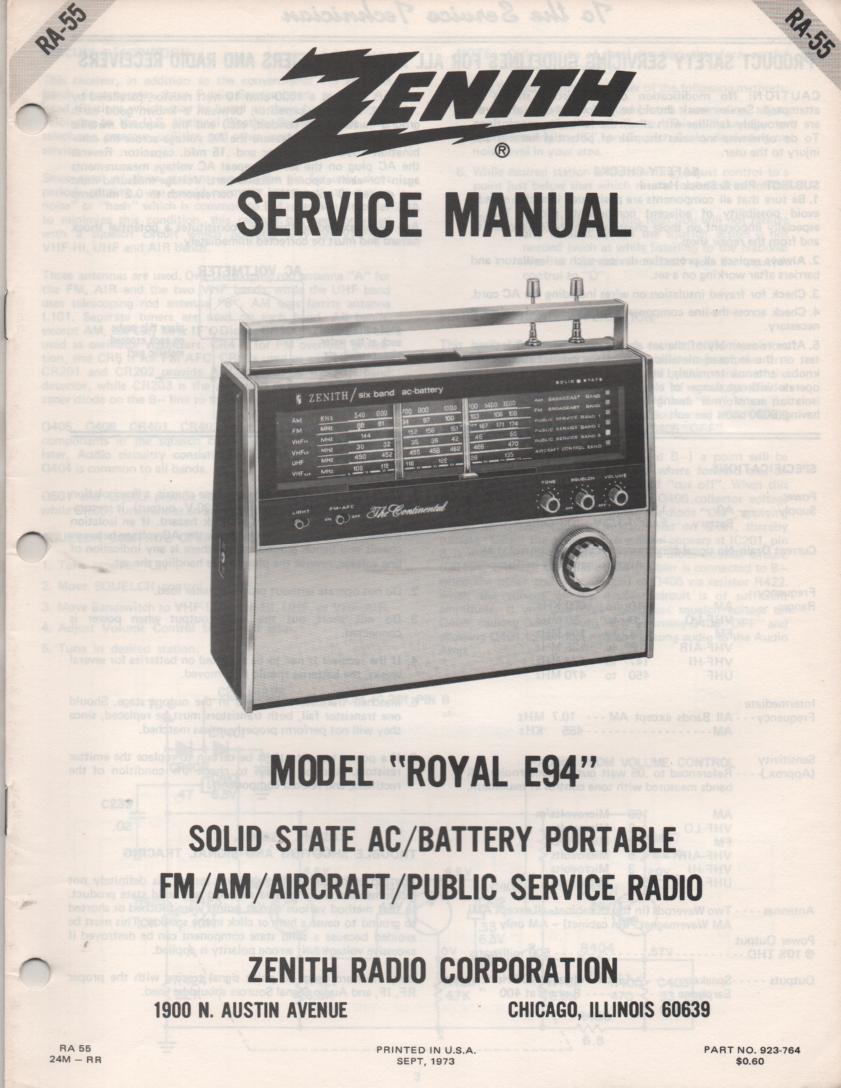E94 Royal E94 Portable Radio Service Manual RA55