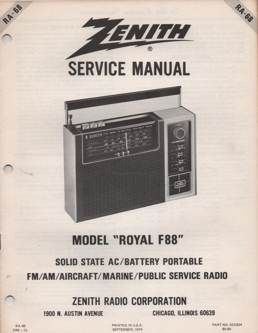 F88 Royal F88 Multi-Band Radio Service Manual RA68