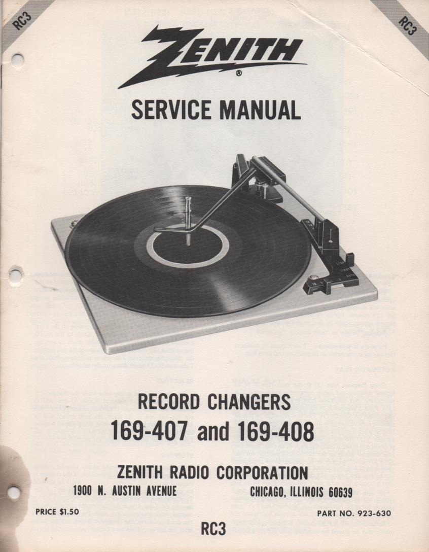 169-407 169-408 Turntable Service Manual RC-3