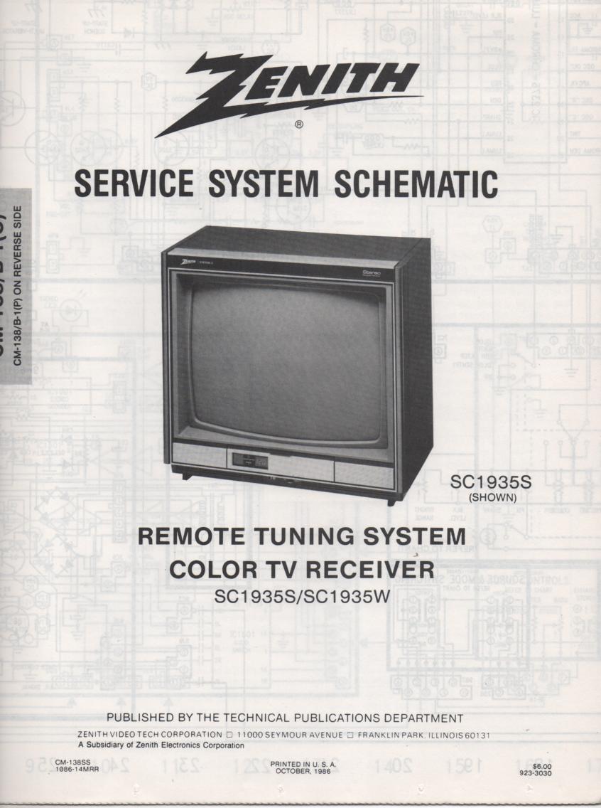 SC1935W TV Schematic ..  SC1935S Manual