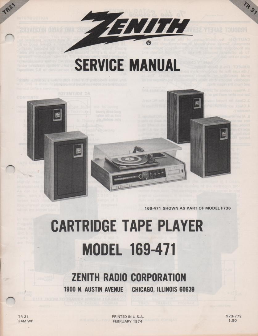 169-471 8-Track Tape Player Service Manual TR31