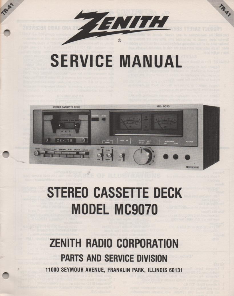 MC9070 Cassette Deck Service Manual TR41 and TR41S1 TR41S2..
3 manual set
