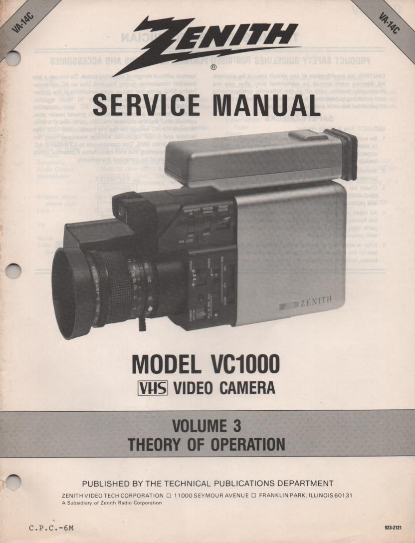 VC1000 Camcorder Theory of Operation Service Manual VA14C..