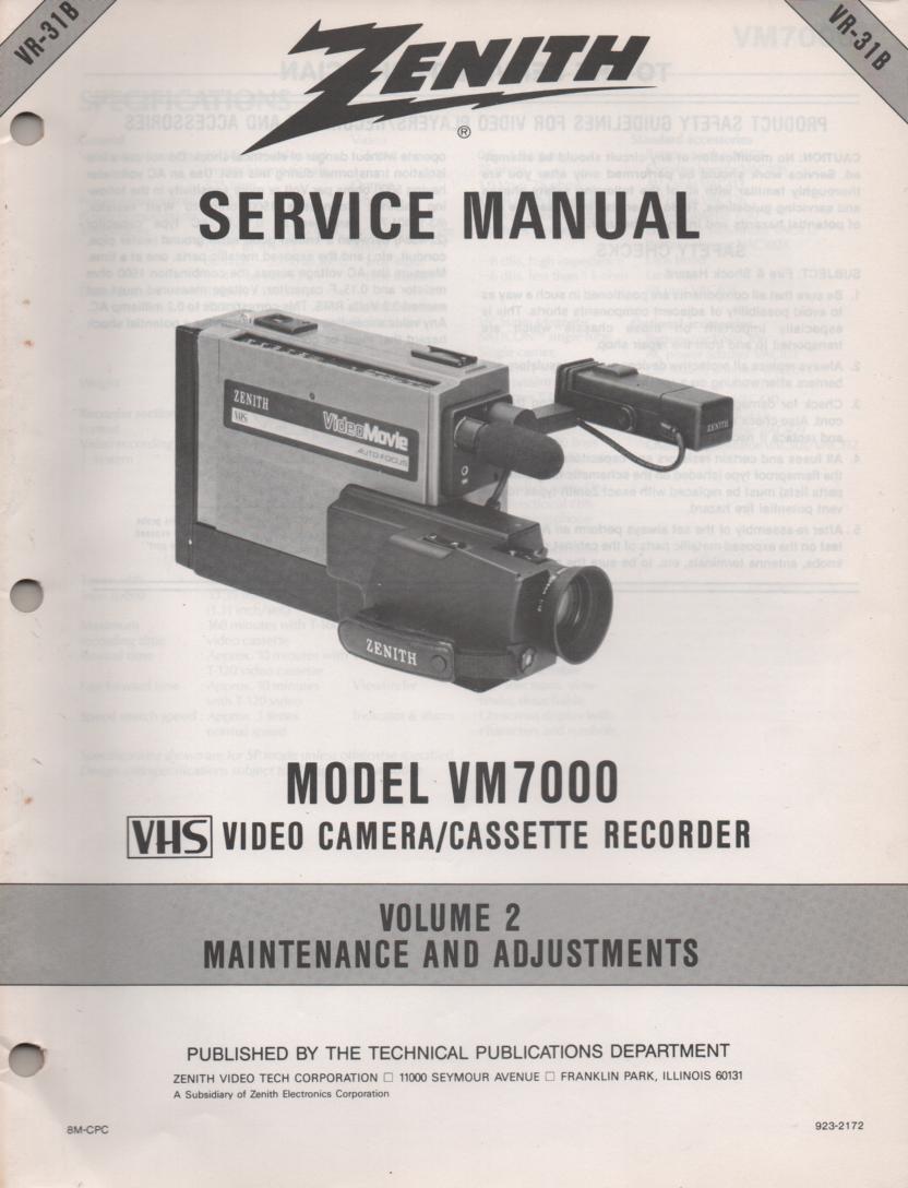 VM7000 Camcorder Maintenance and Adjustments Service Manual VR31B