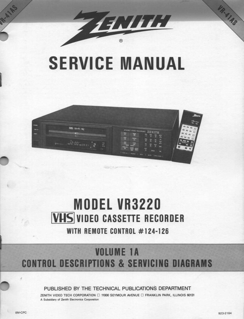 VR3220 VCR Service Diagram Manual VR41AS 