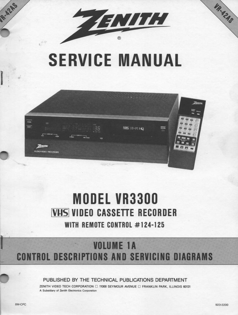 VR3300 VCR Service Diagram Manual VR42AS 