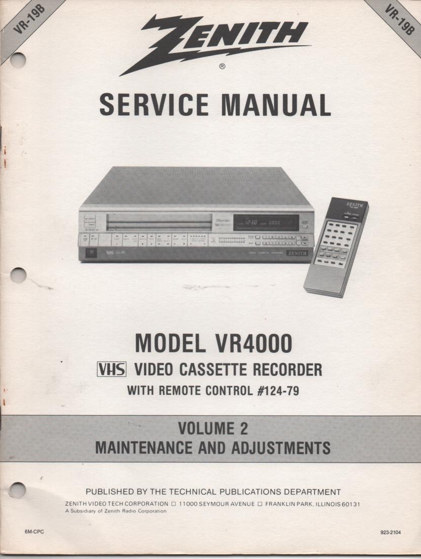 VR4000 VCR Alignment Service Manual VR19B  