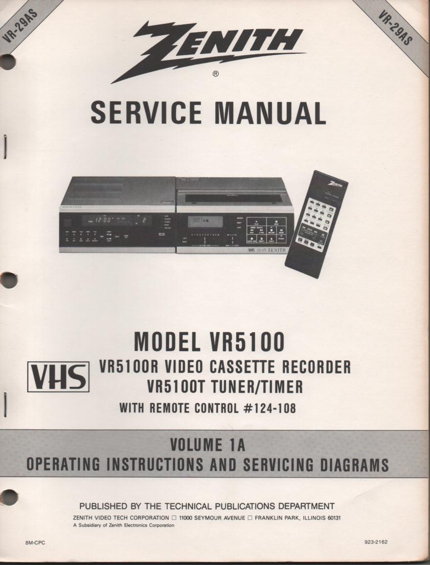 VR5100 VCR Service Diagram Manual VR29AS  