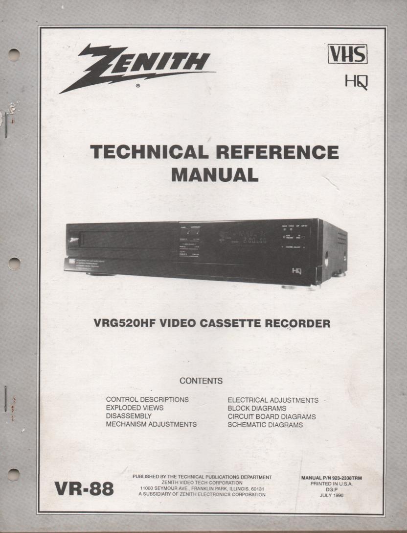 VRG520HF VCR Technical Reference Service Manual VR-88