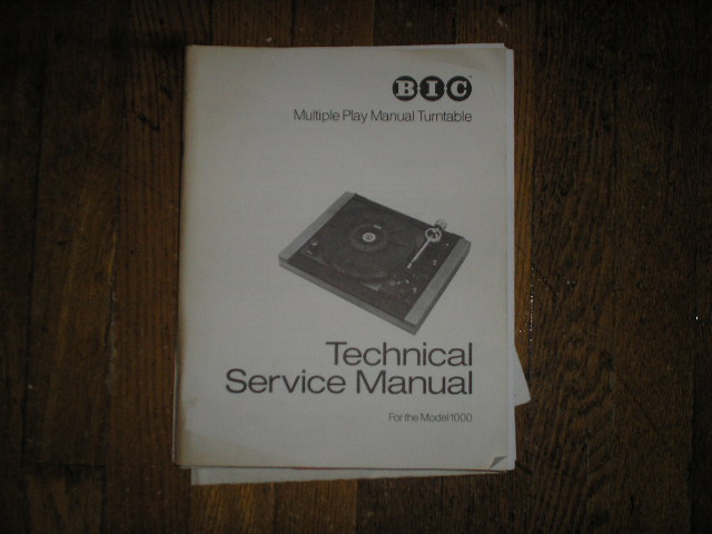 1000 Turntable Service Manual  BIC