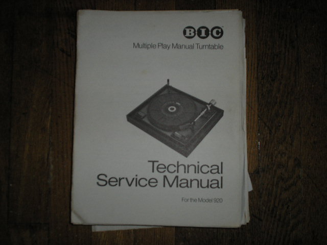 920 Turntable Service Manual  BIC