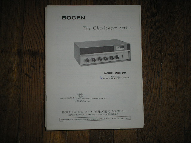 CHB1225 PA Amplifier Service Owners Manual  Bogen