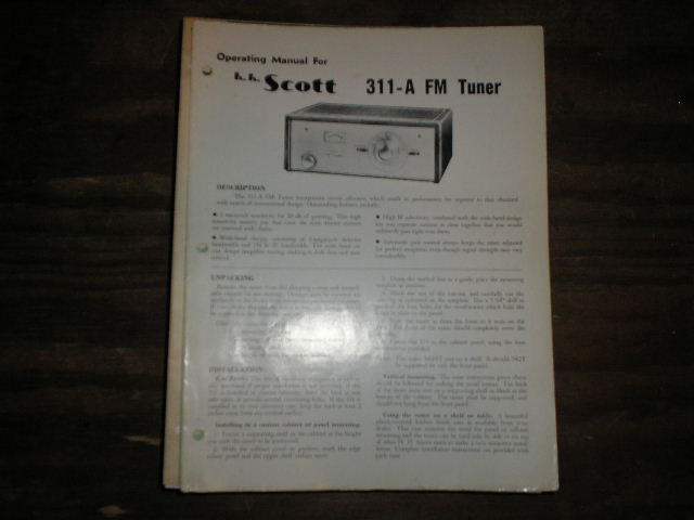 311-A Tuner Operating Instructions plus Schematic 