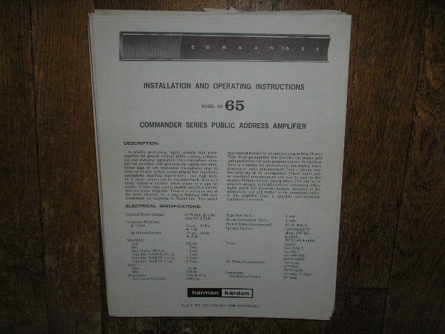 CA-65 PA Amplifer Service Information