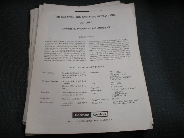 UPR-1 Line Amplifier Manual with Schematic