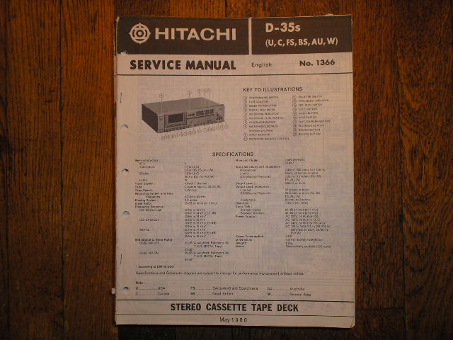 D-35S  U C W FS BS AU Stereo Cassette Tape Deck Service Manual