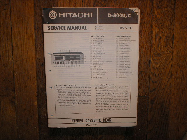 D-800 U C Stereo Cassette Tape Deck Service Manual