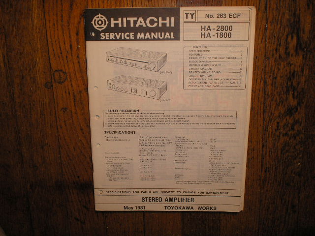 HA-1800 HA-2800 Stereo Amplifier Service Manual