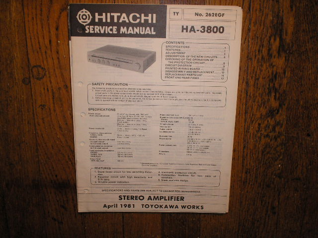 HA-3800 Stereo Amplifier Service Manual