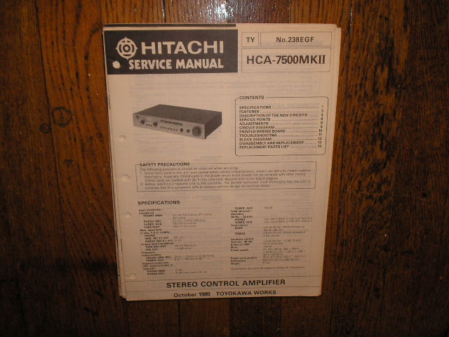 HCA-7500 MK II 2 Stereo Control Amplifier Service Manual