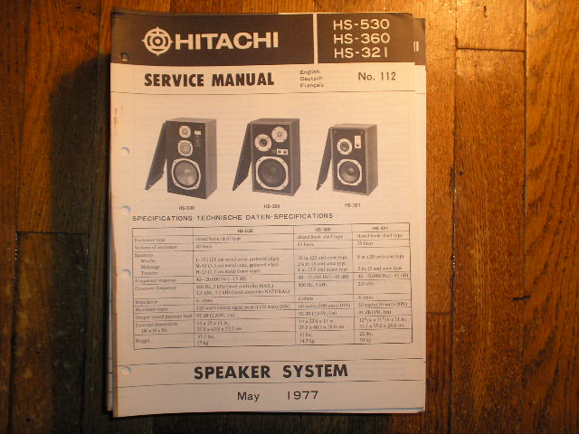 HS-321 HS-360 HS-530 Speaker System Service Manual  Hitachi
