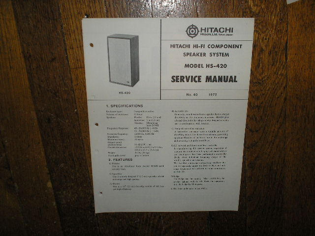 HS-420 Speaker System Service Manual  Hitachi
