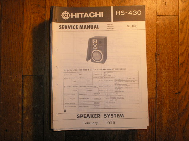 HS-430 Speaker System Service Manual  Hitachi