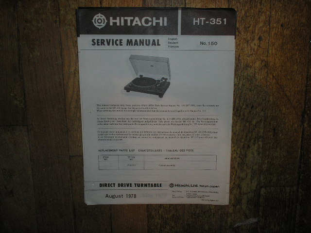 HT-351 Direct Drive Turntable Service Manual  Hitachi 