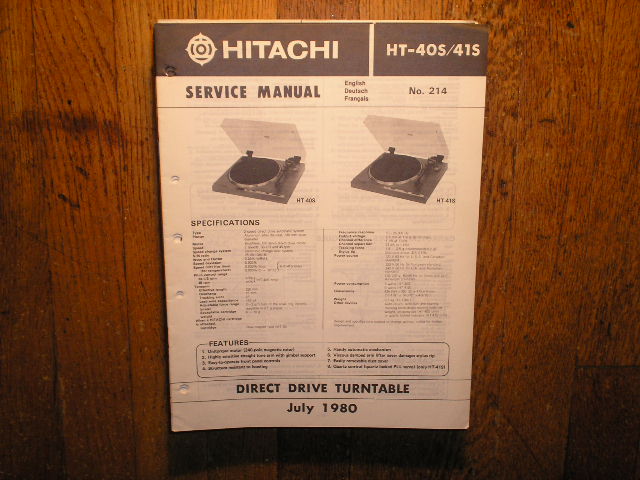 HT-40S HT-41S Turntable Service Manual  Hitachi 